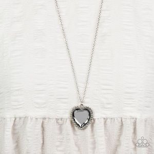 Prismatically Twitterpated - Silver Heart rhinestone king necklace
